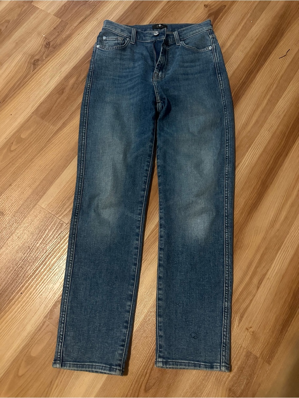 7 For All Mankind Men's Straight Jeans in Medium Blue Wash